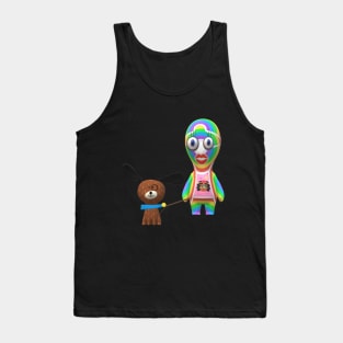 Izzy walking Petey Tank Top